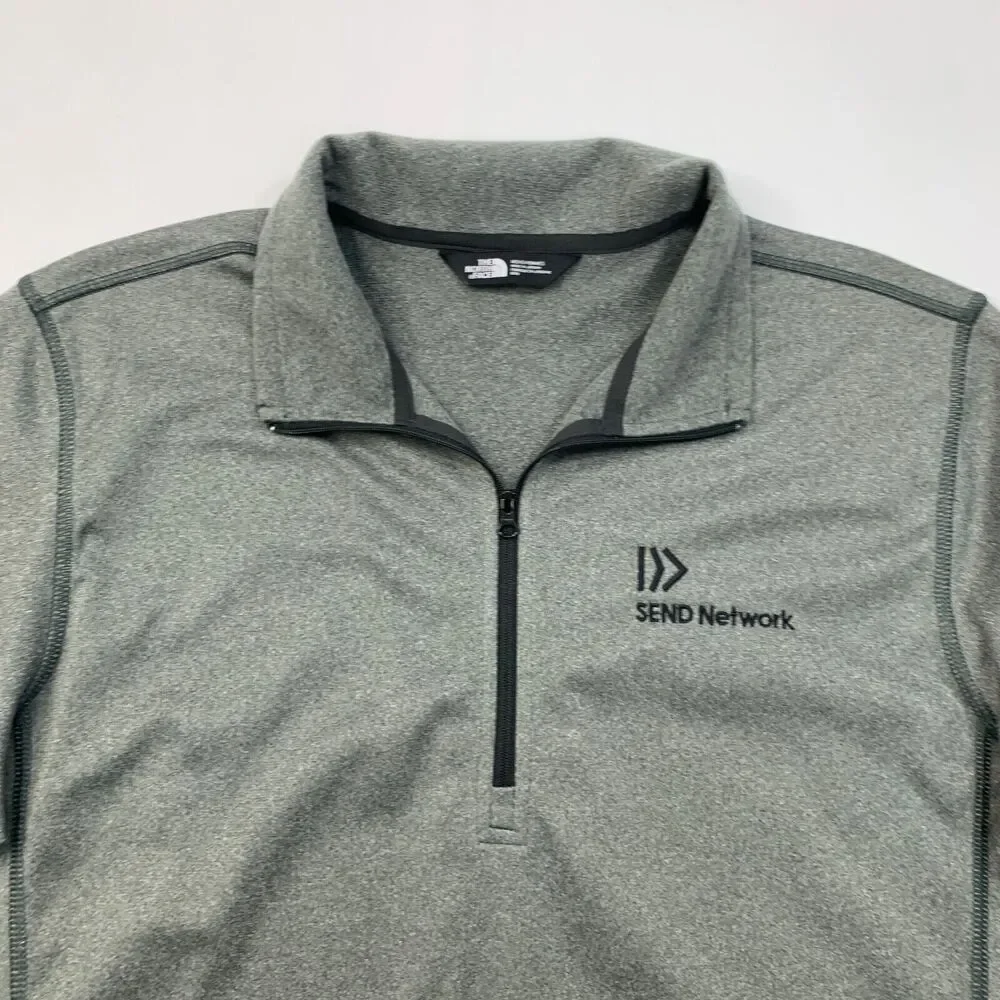 The North Face Sweatshirt Mens M Medium Grey Heathered Quarter‎ Zip Chest Logo